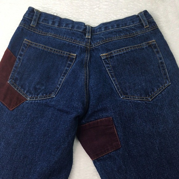 Vintage Patchwork Jeans Womens 28 x 29 Blue Denim Corduroy Patches Gold Stamped‎ - Picture 9 of 9